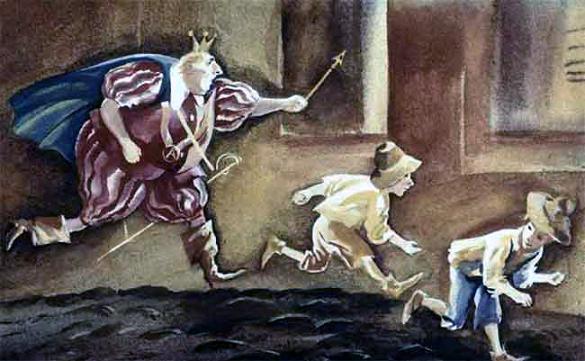 король гонится за детьми