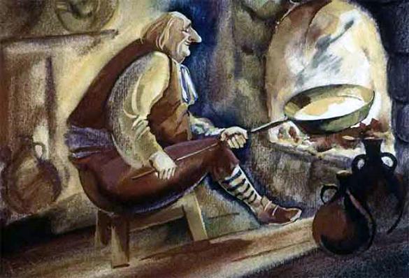 король у камина жарит кукурузу