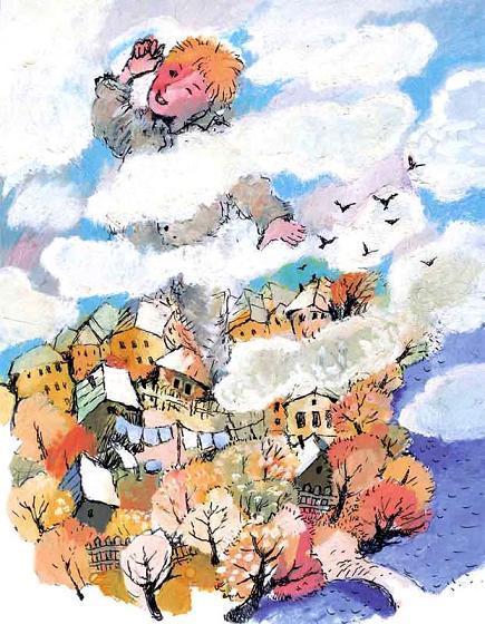 мальчик смотрит на небо сквозь железную пуговицу