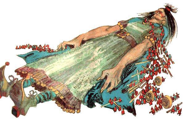 спящяя колдунья Арахна и гномы