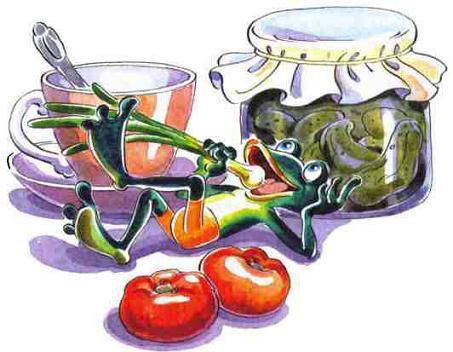 лягушонок ест лук