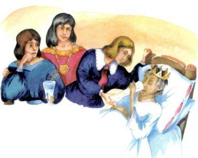 три сына у кровати умирающего отца короля