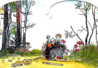 Живые грибы (сказка) ежик Много грибов набрал