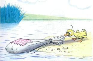 Сказка: Знаменитый утенок Тим (иллюстрации: Сутеев В.) утенок вытащил на берег мешок из озера