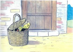 утенок в корзине