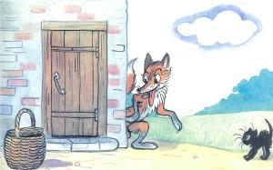 Сказка: Знаменитый утенок Тим (иллюстрации: Сутеев В.) лиса у дверей черный котенок черныш