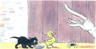 Сказка: Знаменитый утенок Тим (иллюстрации: Сутеев В.) котенок и утенок напугали снежка кота