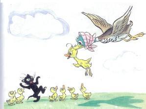 Сказка: Знаменитый утенок Тим (иллюстрации: Сутеев В.) утка несет в клюве утенка спасение