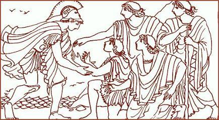 Золотое Руно Аргонавты встречают детей Фрикса