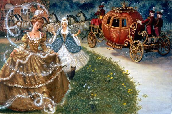 Золушка, или хрустальная туфелька (сказка)  старое платье превратилось в чудесный наряд из серебряной и золотой парчи