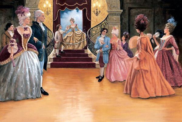 Золушка, или хрустальная туфелька (сказка) Придворные дамы были заняты только тем, что рассматривали ее платье и головной убор